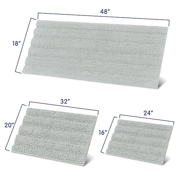 dimension image slide 1 of 12, Subrtex Non-slip Bathroom Rugs Chenille Soft Striped Plush Bath Mat