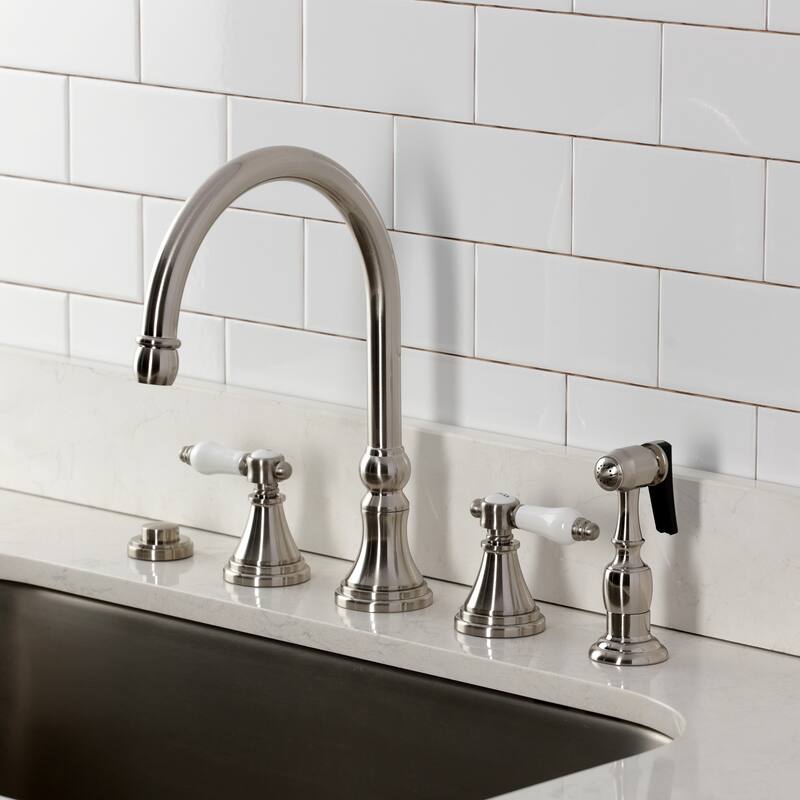 Kingston Brass Essex Double-Handle Wall-Mount Pre-Rinse Bridge Kitchen Faucet