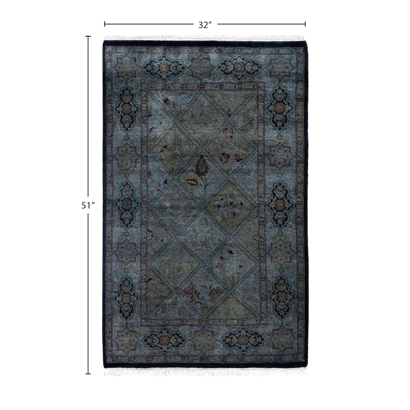 Overdyed One-of-a-Kind Hand-Knotted Area Rug - Gray - 2' 8" x 4' 3"