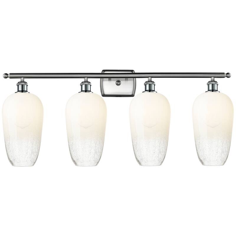 Innovations Lighting Endless Possibilities Ballston - Brookhaven Flute - 4 Light 37" Bath Vanity Light - Brushed Satin Nickel/Opal