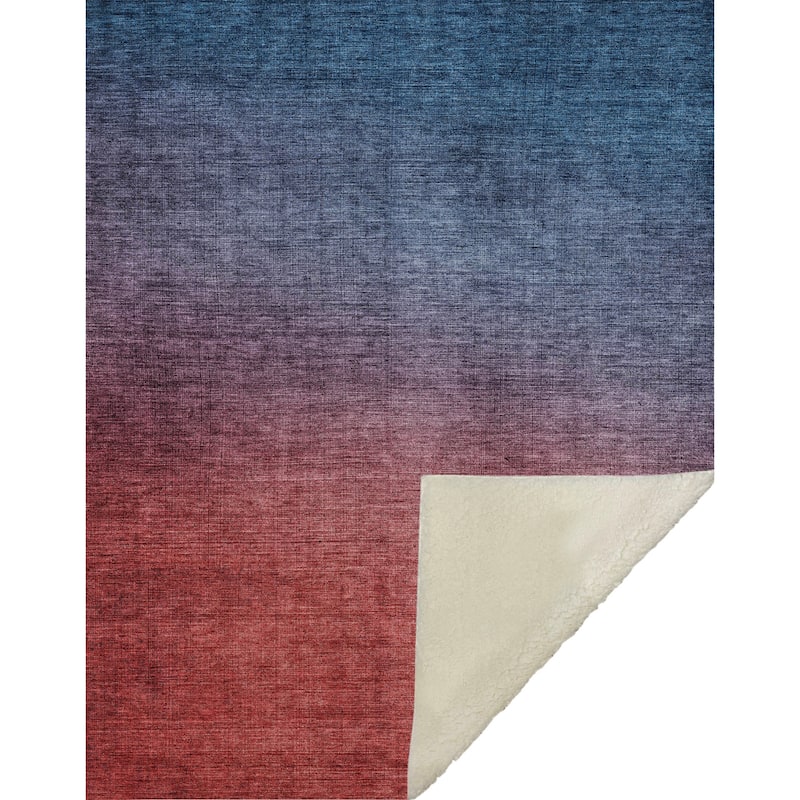 Premium Machine Washable Modern Ombre Sherpa Throw Blanket