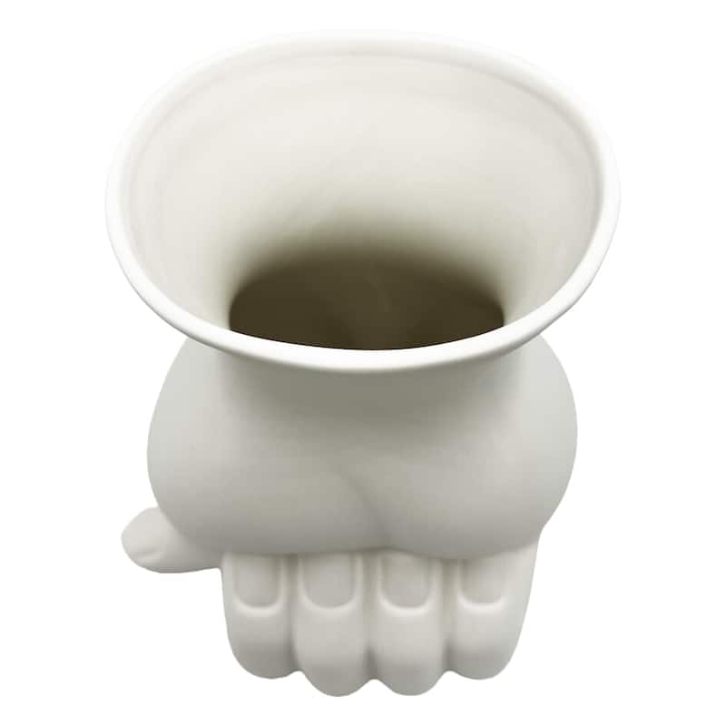 9 Inch Tall White Hand Ceramic Vase