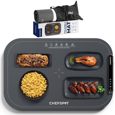 Foldable Food Warmer Mat, Silicone Electric Warming Tray (Gray)