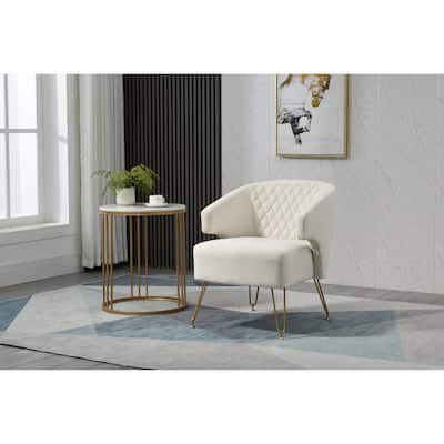 Accent Chair Comfortable Velvet Padded Seat Arm Chairs with Metal Legs ...