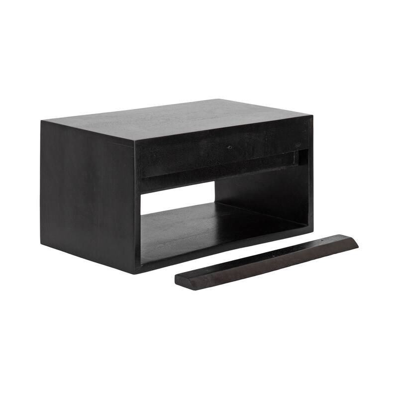 Kate and Laurel Reid Floating Wood Side Table with Open Storage