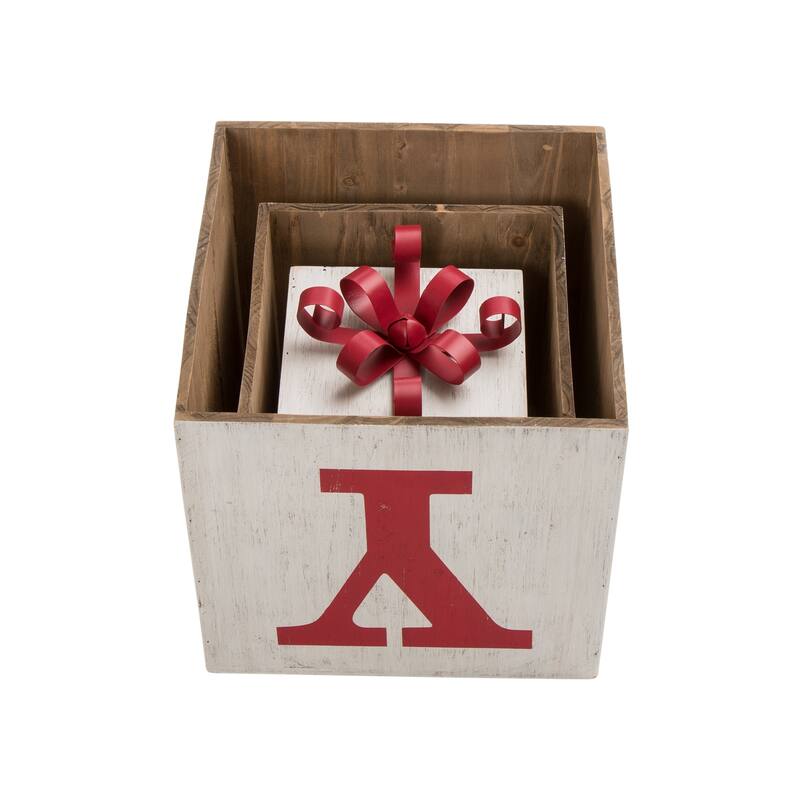 Glitzhome Fall Christmas Wooden Nested Box Porch Decor