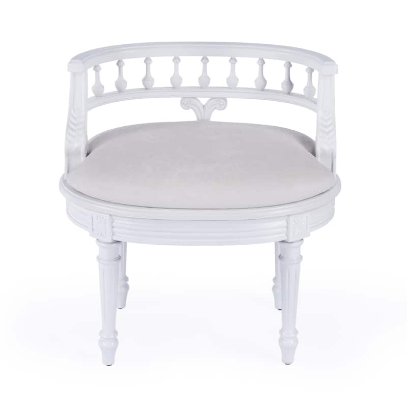 Hathaway 22.5 in. W Oval Upholstered and Wood Traditional Vanity Seat