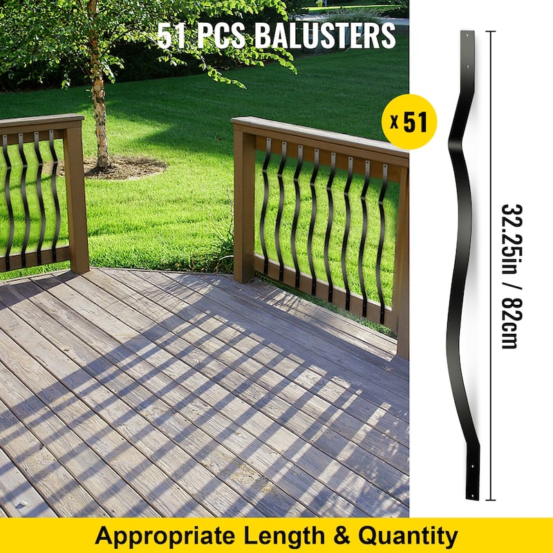 VEVOR Deck Balusters, 51 Pack Metal Deck Spindles,for Outdoor Stair