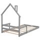 preview thumbnail 16 of 24, Twin Size Pine Wood House-Shaped Headboard Floor Bed with Handrails and Slats