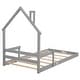 preview thumbnail 17 of 25, Twin Size Pine Wood House-Shaped Headboard Floor Bed with Handrails and slats for Bedroom