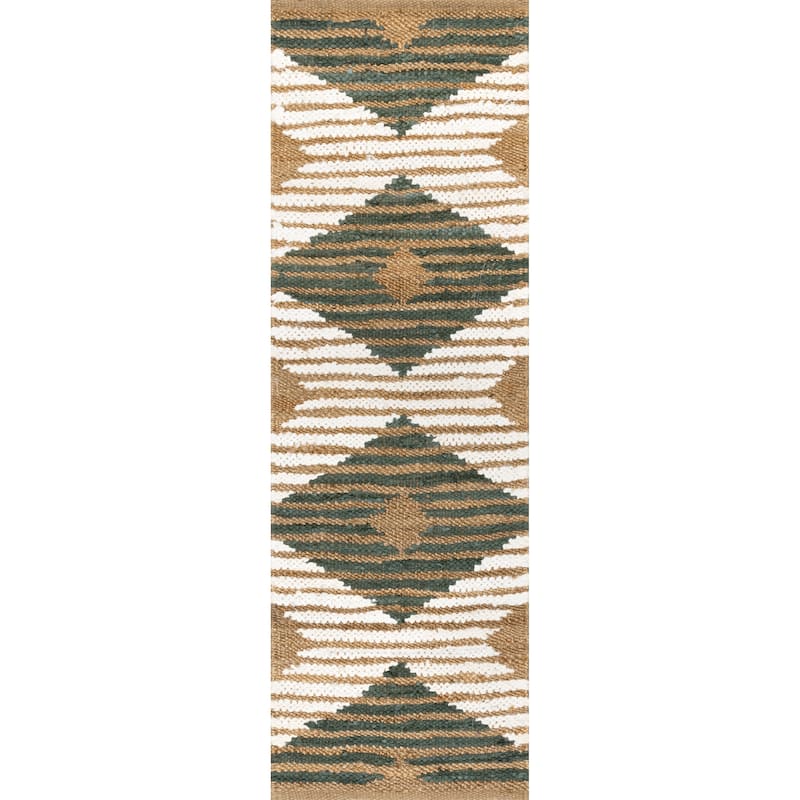 Nuloom Hand Braided Marla Denim And Jute Diamonds Area Rug