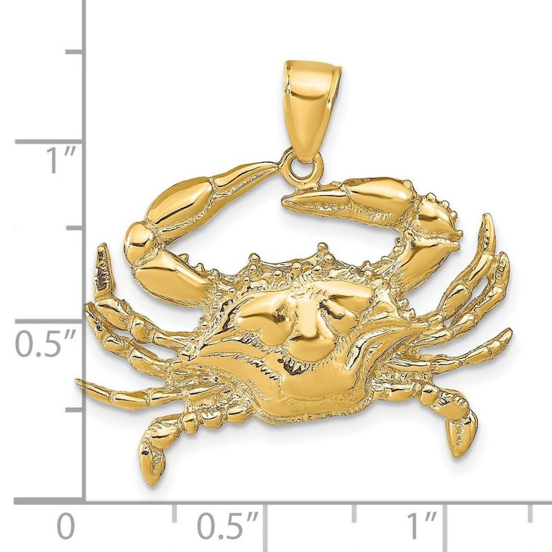 Curata 14k Yellow Gold 18" Blue Crab Pendant Necklace