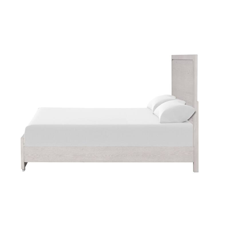 Thorne Queen Bed, Panel Design, Rounded Edges, White Oak Wood