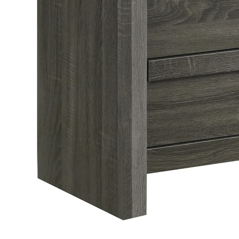 Velz Tall Dresser Chest, 5 Drawers, Finger Pull Handles, Dark Gray Wood