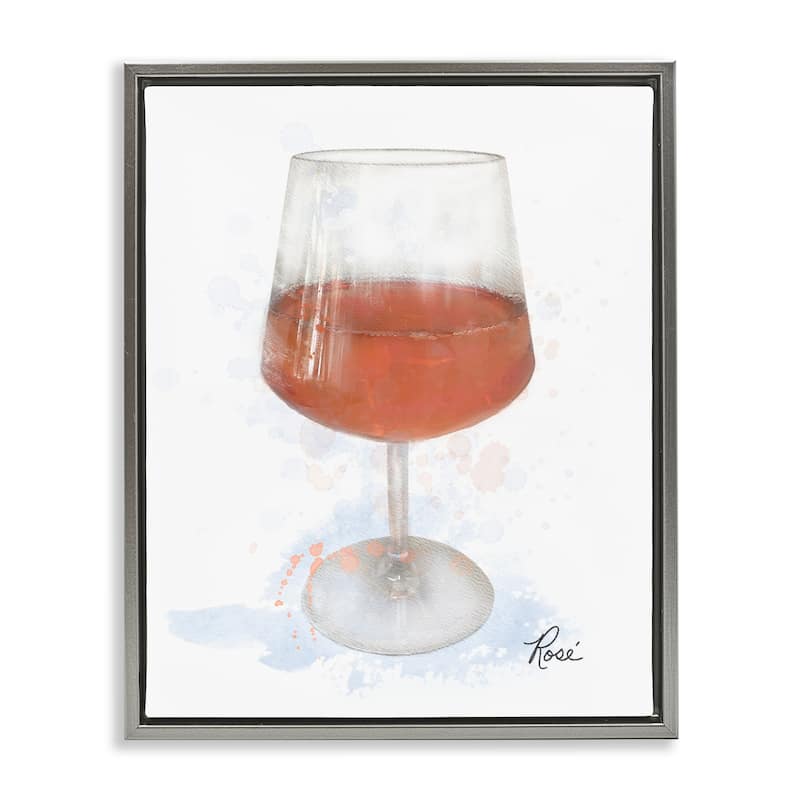 Stupell Modern Rosé in Glass Framed Floater Canvas Wall Art Design By Matthew Piotrowicz - 25 x 31 - Grey