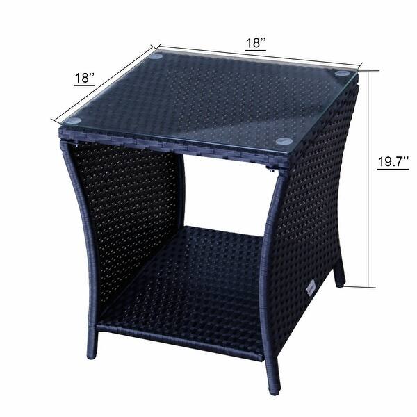 Shop Wilminton Outdoor Square Wicker Side Table With Glass Top Storage By Havenside Home Overstock 26455700 Black