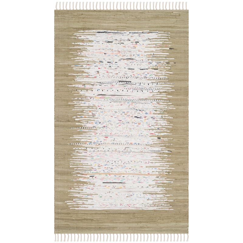 SAFAVIEH Handmade Flatweave Montauk Sidney Cotton Rug - 3' x 5' - Ivory/Olive