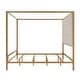 preview thumbnail 21 of 21, Metal 4-Poster Bed Frame Modern Canopy Upholstered Bed with Tall Upholstered Headboard
