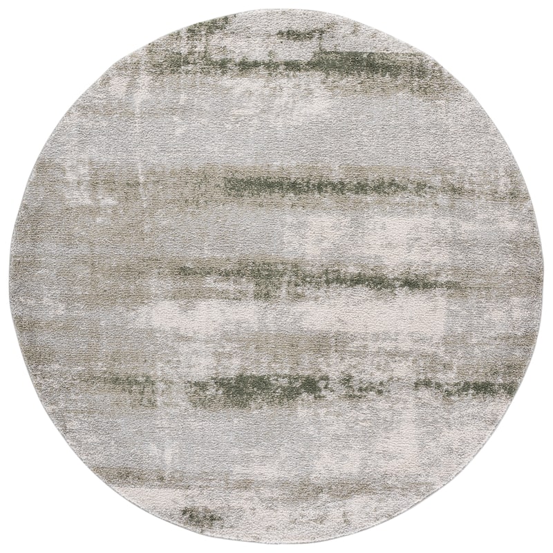 SAFAVIEH Wave Reyes Modern Rug - 6'7" Round - Ivory/Green