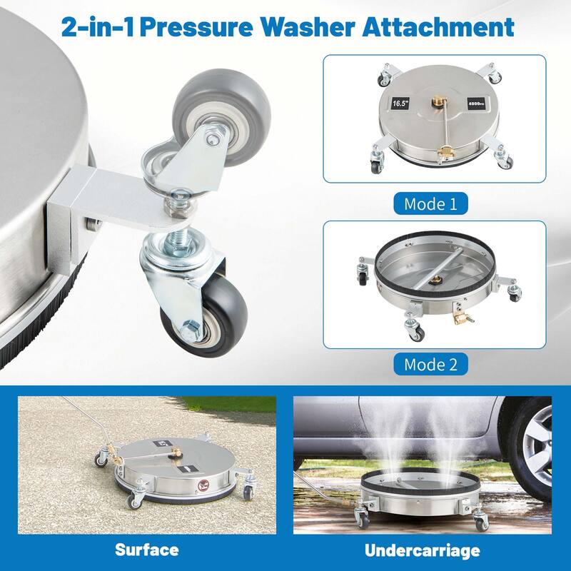 Costway 16.5" Pressure Washer Surface Cleaner Stainless Steel Surface - See Details