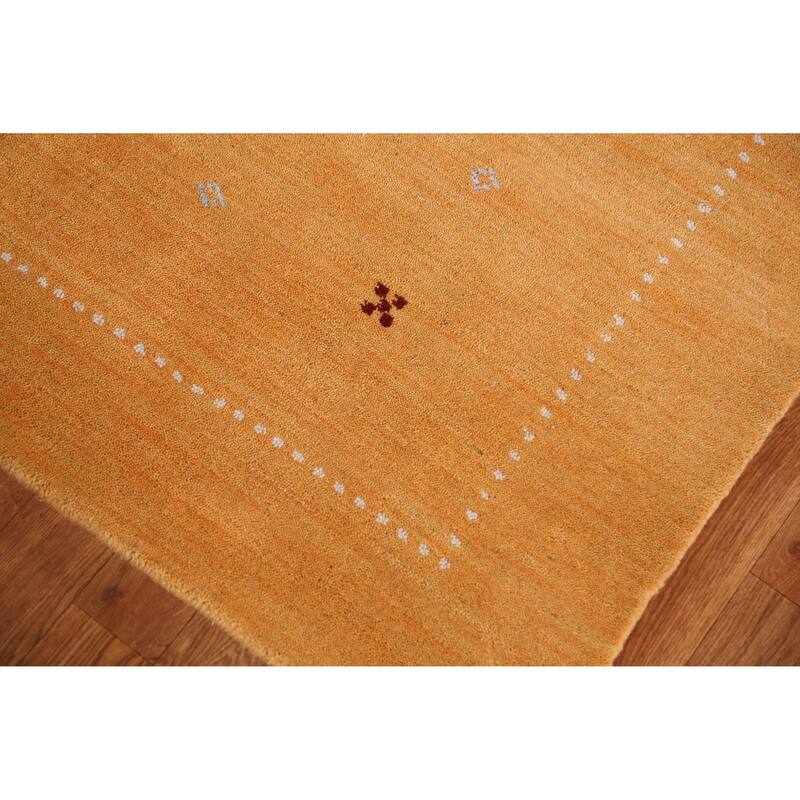 Hand Knotted Oriental 100% Wool Carpet Tribal Tribal Yellow & Gold Gabbeh Area Rug - 6' 3'' X 4' 7''