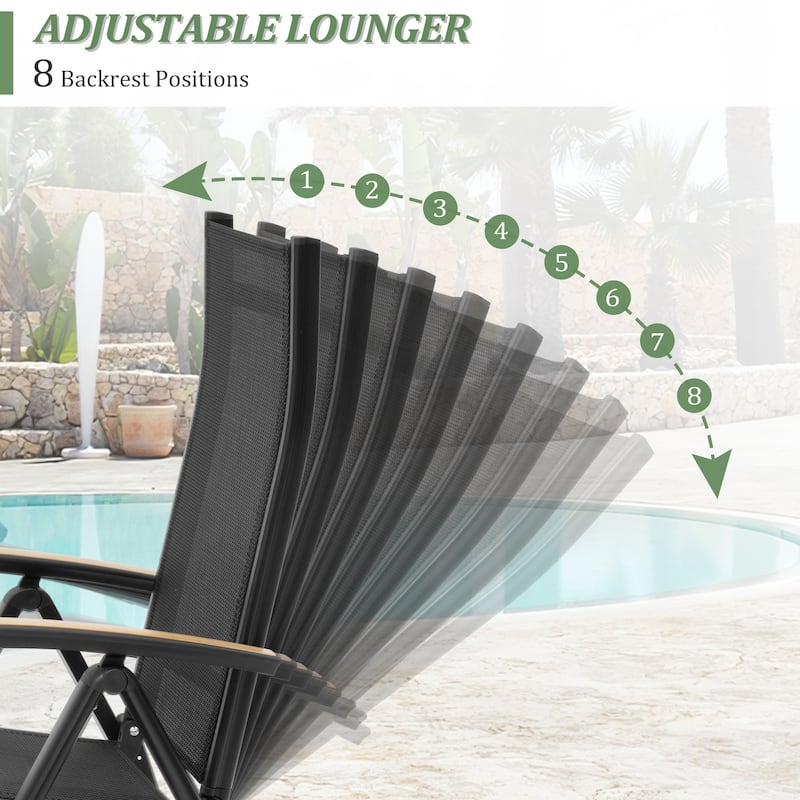 7/9-Piece Outdoor Rectangle Aluminum Dining Table with Umbrella Hole include Folding Chairs