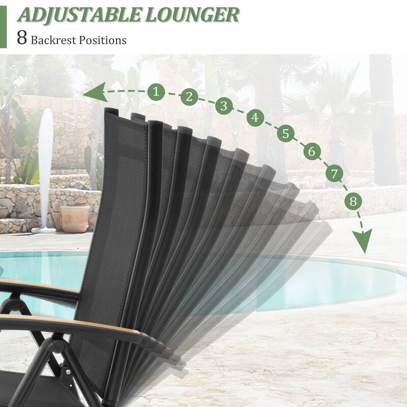 7pc Outdoor Dining Table Aluminum Extendable Table with Folding Chair