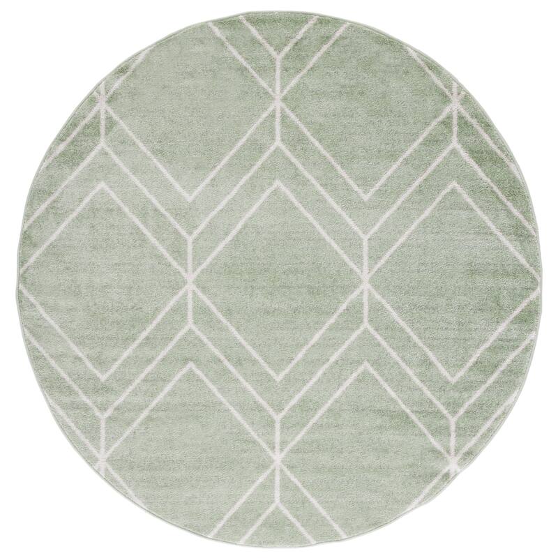 SAFAVIEH Adirondack Juvelina Modern Geometric Rug - 6' Round - Sage/Ivory