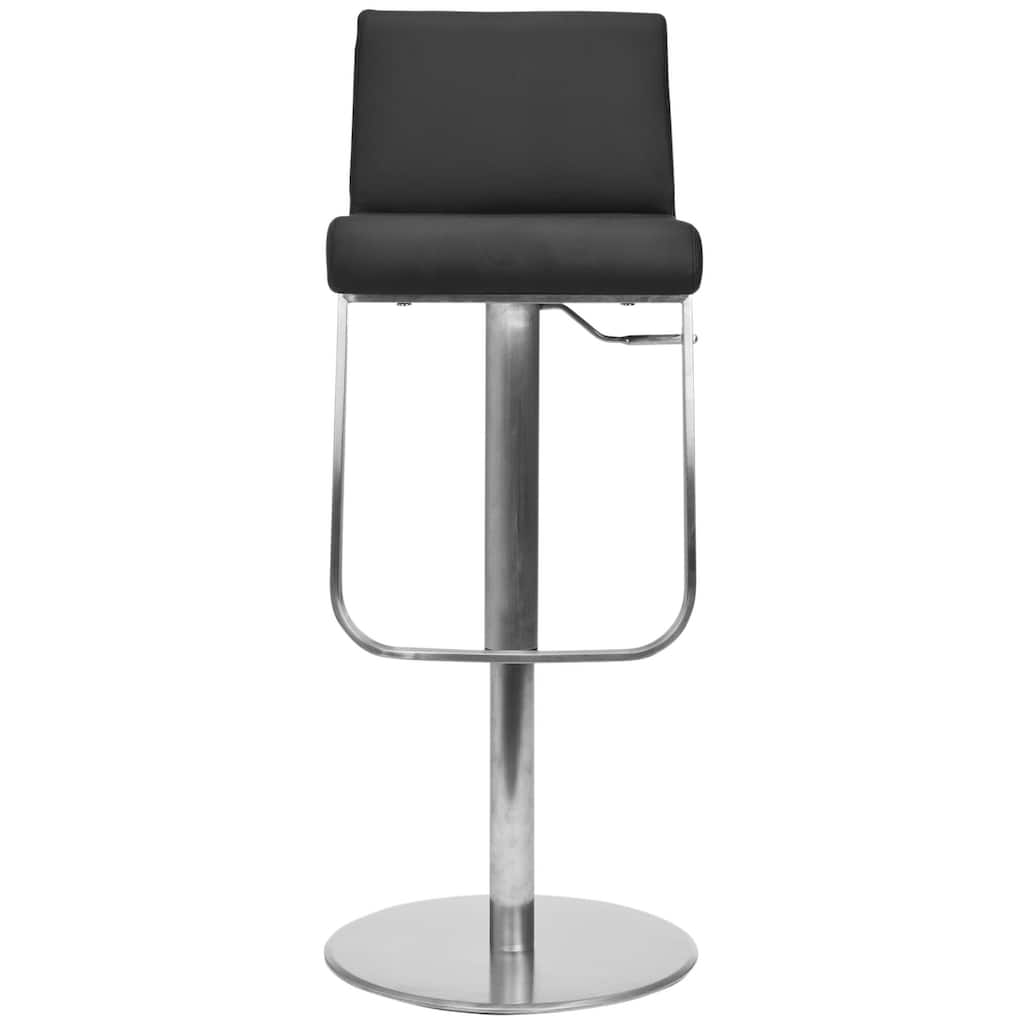 SAFAVIEH Trudy Black Leather Adjustable 24-33-inch Swivel Modern Bar Stool - 19.3" x 16.5" x 32.7" - 19Wx17Dx33H
