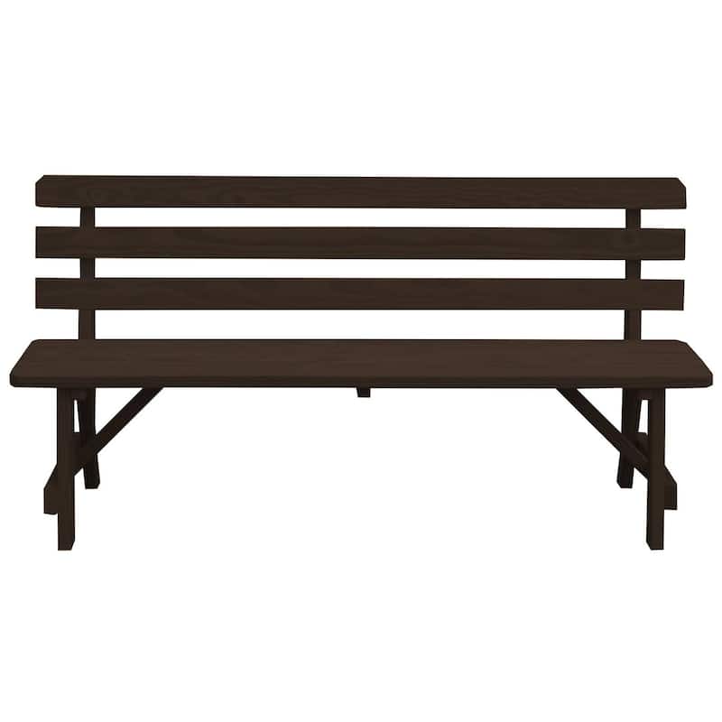 Pine 5' Traditional Backed Bench - Walnut Stain