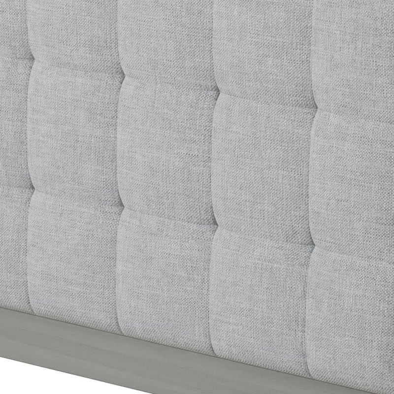 Solid Wood Platform King Bed with Upholstered Headboard, Mid-Century Modern Design