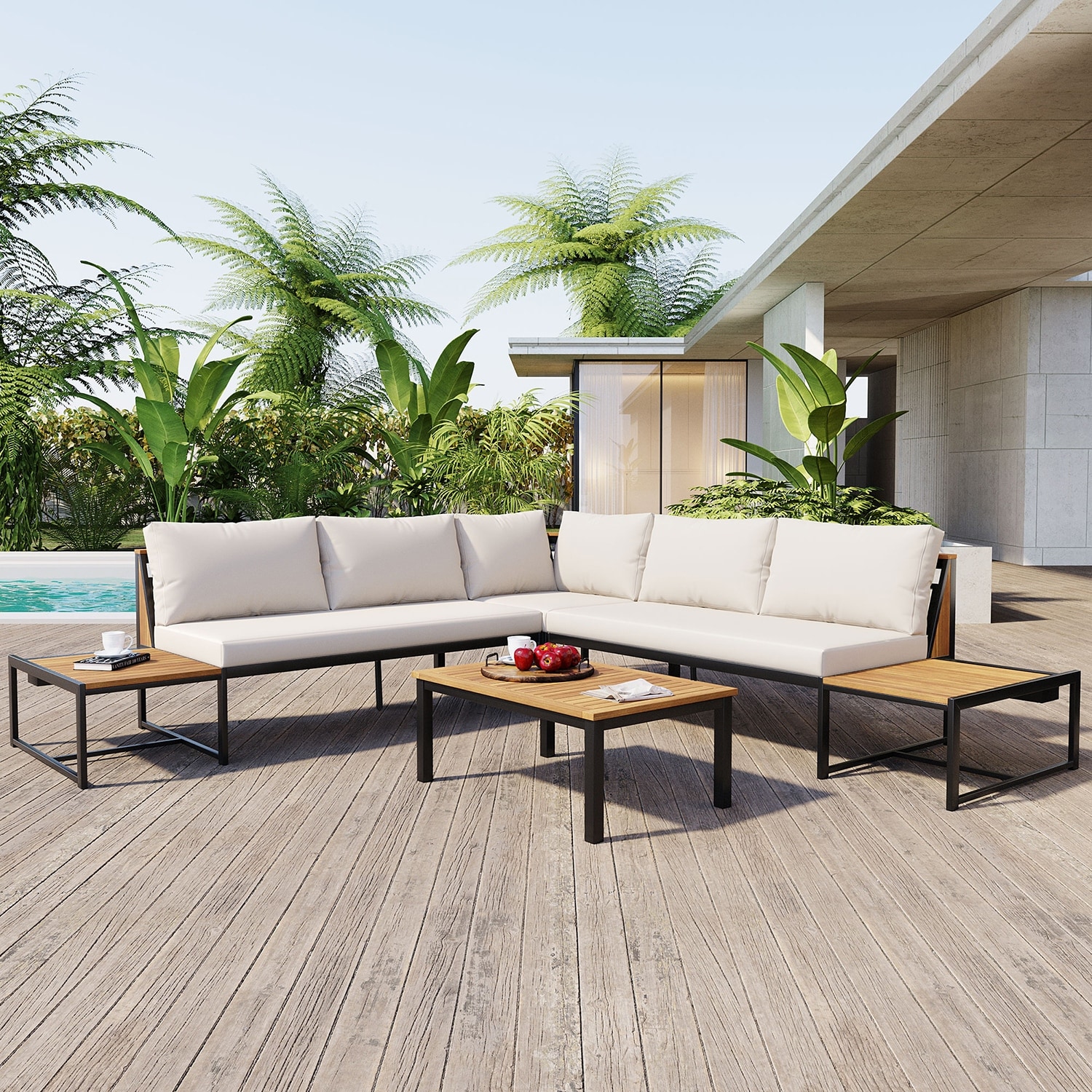 4-Piece Outdoor Set, Durable Patio Furniture with Waterproof Cushions