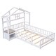 preview thumbnail 6 of 15, Twin Size House-Style Headboard Floor Bed with Fence Guardrails and Cushion Stand - Stylish and Safe