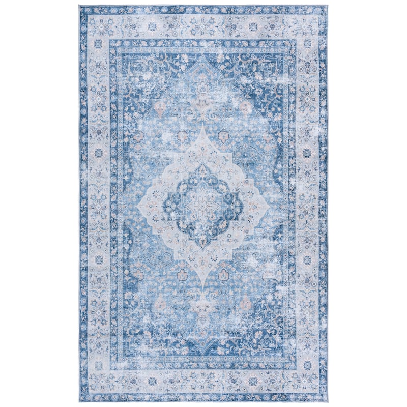 SAFAVIEH Arizona Thung Machine Washable & Slip Resistant Rug - 4' x 6' - Blue/Light Blue
