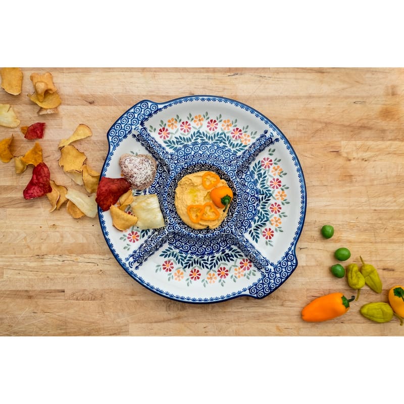 Blue Rose Polish Pottery T138 Manufaktura Chip & Dip Plate
