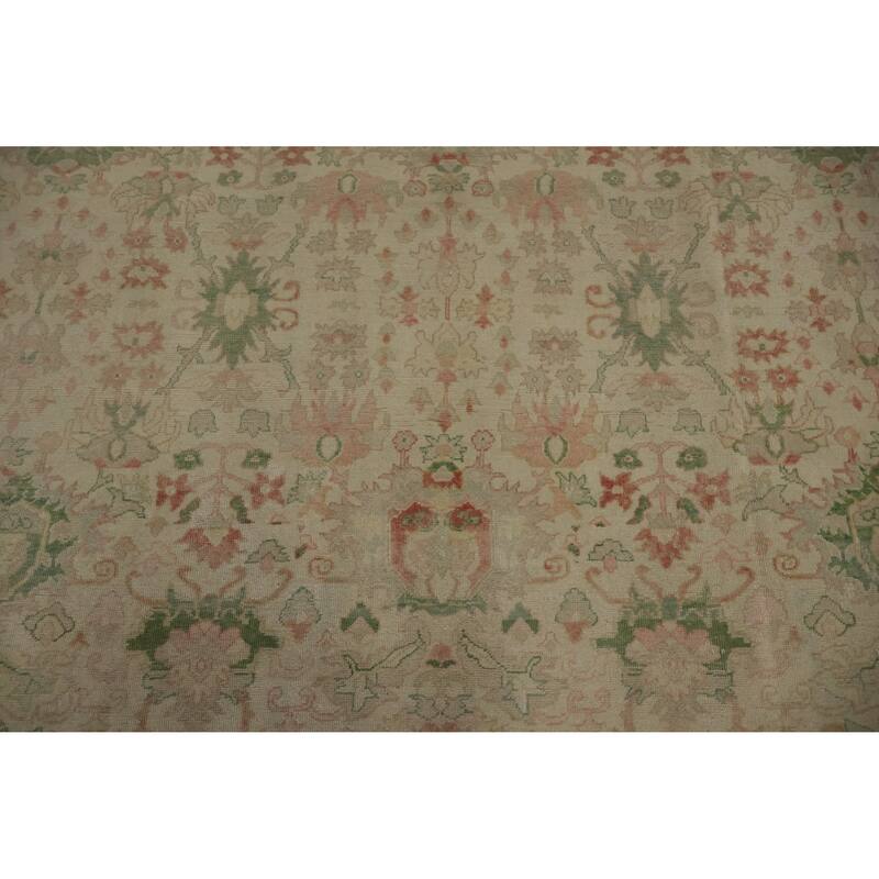 Hand Knotted Oriental 100% Wool Carpet Traditional Floral Beige & Ivories Ziegler Area Rug - 12' 10'' X 9' 7''