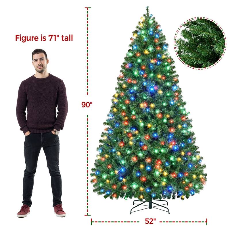 Yaheetech Pre-lit 4.5ft/6ft/7.5ft/9ft Spruce Artificial Christmas Tree with Foldable Stand, Green