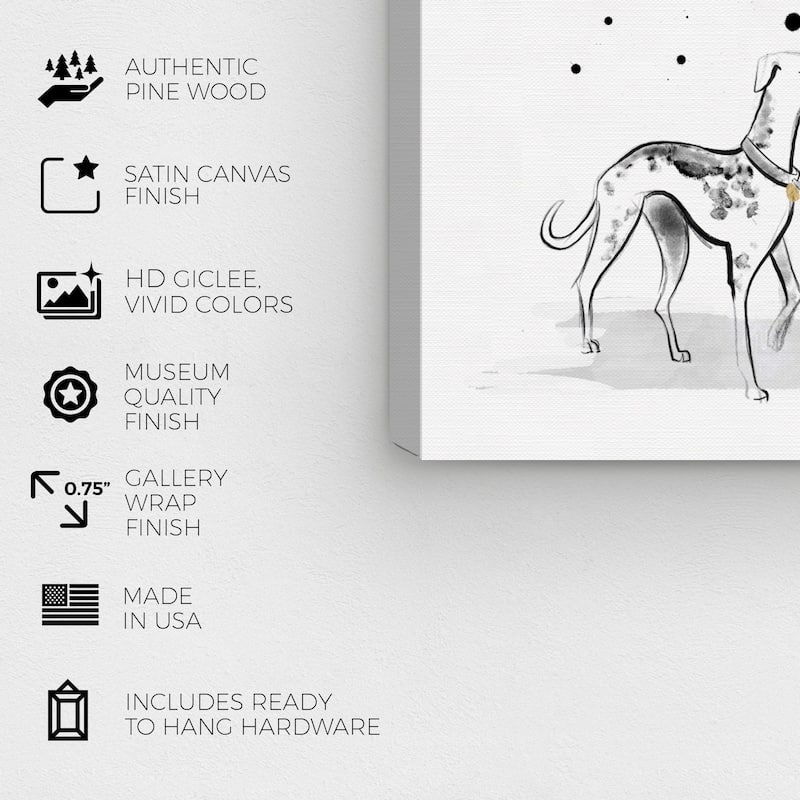 Wynwood Studio Canvas Fashion and Glam Inkwash Fashion Dog and Model Black and Glam Wall Art Canvas Print