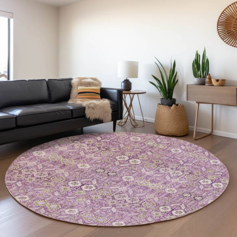Premium Washable Super Soft Boho Global Mayfield Rug - Lavender - 8' x 8' - Round