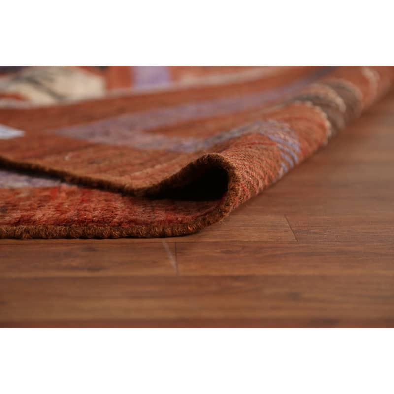 Orange Tribal Geometric Moroccan Oriental Rug Hand-Knotted Wool Carpet - 8'9" x 9'11"