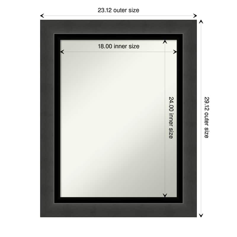 Non-Beveled Bathroom Wall Mirror - Tuxedo Black Frame - 23 x 29 in - Tuxedo Black