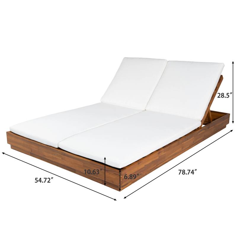 Christopher Knight Home - Modern Acacia Wood Outdoor Patio Sunlounge Set with Adjustable Backrests & Side Table