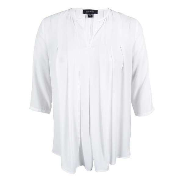 Karen Kane Women S Pleated 3 4 Sleeve Top White Free Shipping