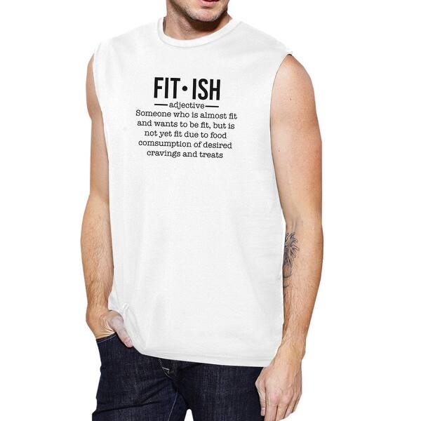 Fit Ish Mens White Funny Graphic Tank Top For Workout Muscle Shirt