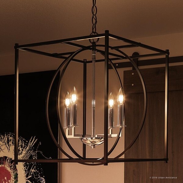 Luxury Transitional Chandelier, 20.5"H x 18"W, with Multi-Shape Style, Natural Black Finish by Urban Ambiance. Opens flyout.