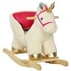preview thumbnail 1 of 8, Kids Rocking Horse, Ride on Unicorn with Realistic Sounds, Safety Belt & Wooden Base, Plush Animal Rocker - Cream White Cream White