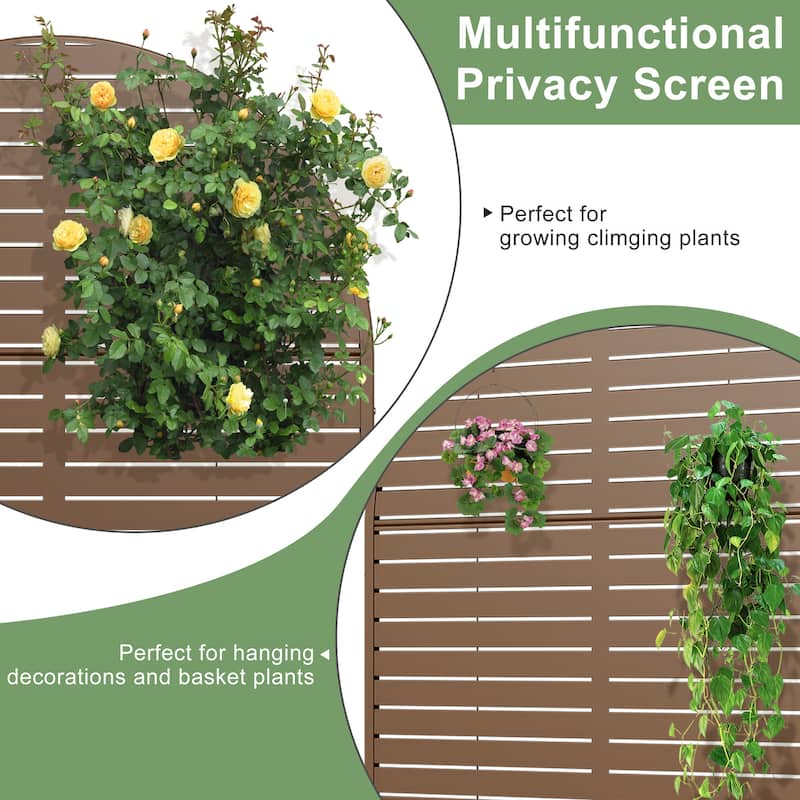 Metal Movable Planter Box with Trellis Privacy Screen Planter Box with Lockable Wheels
