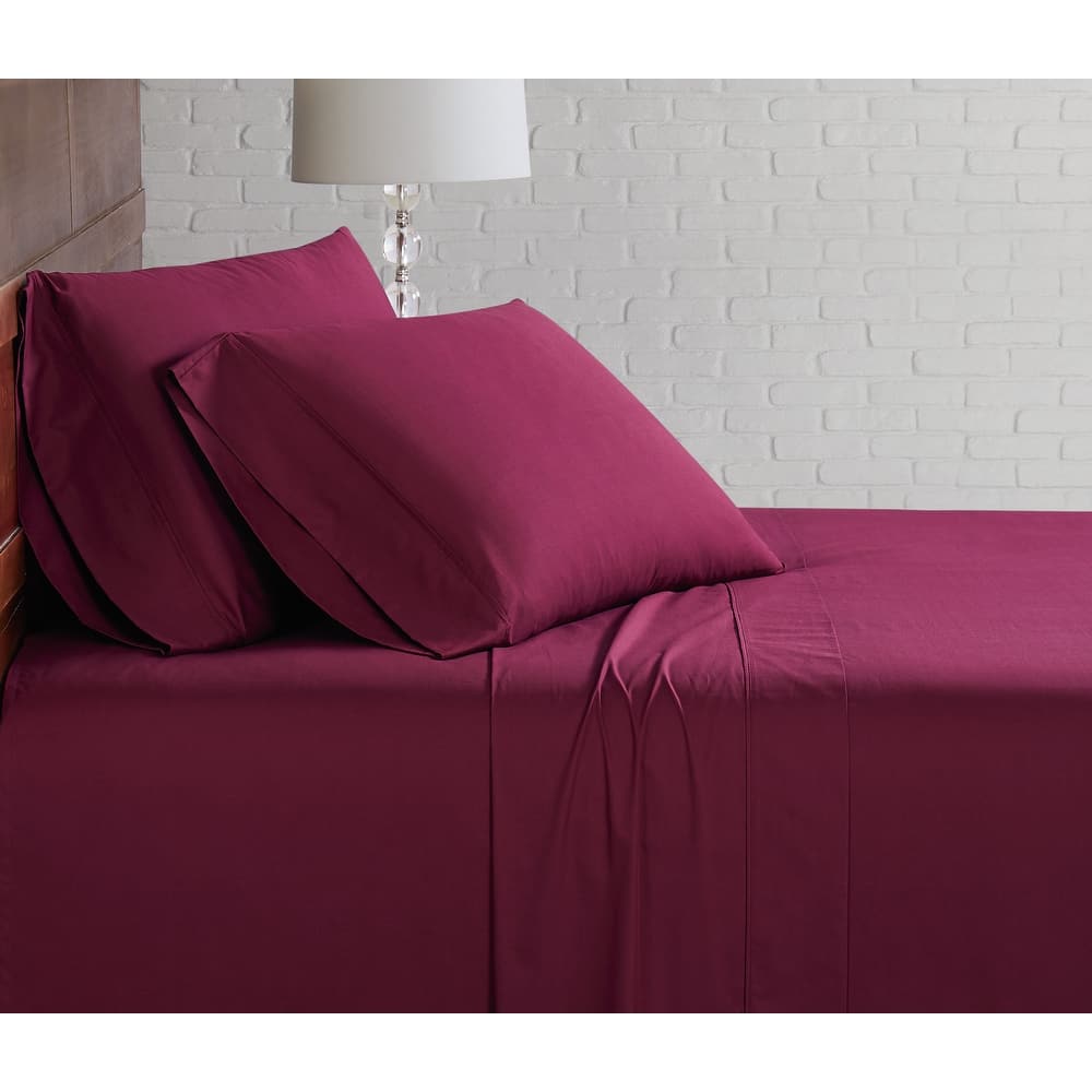 Brooklyn Loom Solid Cotton Percale Bed Sheet Set