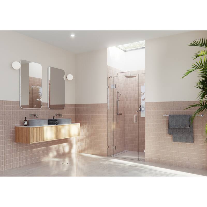 Glass Warehouse 39 in. W x 78 in. H Glass Hinged Pivot Frameless 3 Panel Inline Shower Door in