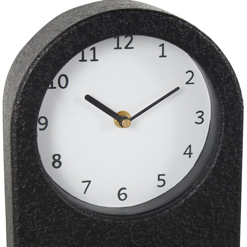Wood Textured Decorative Clock with Gold Accents - Set of 2 Multi Colored - Roche River Decor